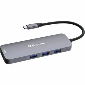 Verbatim USB Type C Docking Station for Notebook - Charging Capability - Memory Card Reader - SD - 4 x USB Ports - 3 x USB