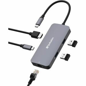 Verbatim USB-Typ C Docking Station - Ladefunktion - 4K - 3840 x 2160 - 3 x USB-Anschlüsse - 2 x USB Typ-A-Anschlüsse - USB