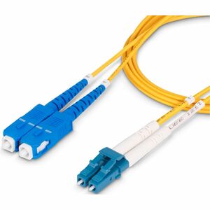 StarTech.com 5m (16.4ft) LC to SC (UPC) OS2 Single Mode Duplex Fiber Optic Cable, 9/125, 100G, Low Insertion Loss, LSZH Fi