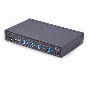 StarTech.com 4-Port KM Switch w/ Mouse Switching, USB 3.0 Keyboard/Mouse Switcher for 4 Computers, 3.5mm and USB Audio, TA