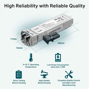 SFP+ TP-Link Omada SM5110-LR - Per Data networking, Rete ottica - Fibra ottica - Modalità singola - 10 Gigabit Ethernet - 