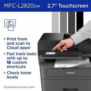 Brother MFC-L2820DW Wireless Laser Multifunction Printer - Monochrome - Grey - Copier/Fax/Printer/Scanner - 34 ppm Mono/7.