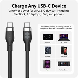 Câble Targus HyperJuice HJ4002BKGL - 2 m - Pour Dispositif USB typce C, MacBook, Ordinateur Portable, Téléphone Sur IP, Sm