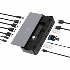 Verbatim USB-C ™Pro Docking Station 15-in-1 - 256GB Vi3000 SSD - for Speaker, Monitor, Headphone - Charging Capability - M