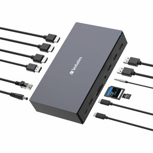 Verbatim USB-C ™Pro Docking Station 17-in-1 - for Headset, Speaker - Charging Capability - Memory Card Reader - SD, microS