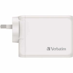 Verbatim 100 W AC Adapter - 1 Pack - Universal Adapter - 1 USB - 3 USB Type-C - For Notebook, Tablet PC, Smartphone, Gamin