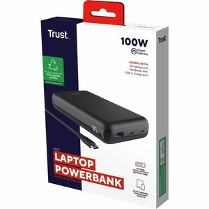 Trust Laro Stromspeicher - Schwarz - für Notebook, Smartphone, Tablet, Action-Kamera, MacBook, Spielkonsole - 1 x Typ-C 65