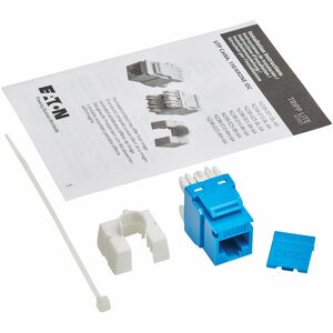 Eaton Tripp Lite Series Cat6a Keystone Jacks, 25 Pack - 4PPoE Compliant, 110/Krone, 568A/B, RJ45 Ethernet, Blue, TAA - 25 