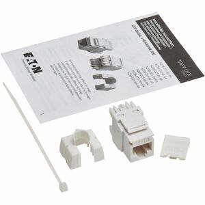 Eaton Tripp Lite Series Cat6a Keystone Jacks, 10 Pack - 4PPoE Compliant, 110/Krone, 568A/B, RJ45 Ethernet, White, TAA - 10