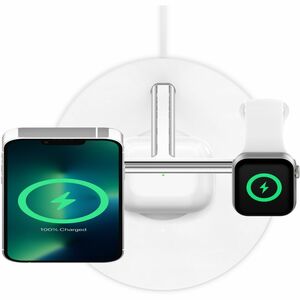 Belkin BoostCharge Pro Induction Charger - White - For iPhone - MagSafe Technology, Magnetic, Fast Charging, LED Indicator