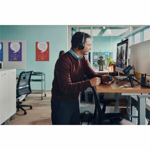 Poly Voyager Focus 2 有线/无线 入耳式, 头戴式 立体声 耳机 - 黑 - Microsoft Teams认证 - Google Assistant, Siri - 双声道 - 上耳式 - 5000 cm - 蓝牙 - 2