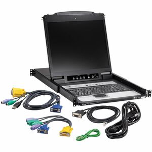 Tripp Lite by Eaton NetDirector LCD Rack Console KVM Switch - Metal, Plastic - Black - 16 Computer(s) - 48.3 cm (19") LCD 