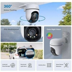Telecamera di rete Tapo TC41 Interno/esterno 2K - Colore - 30 m Colore Visione notte - H.264 - 2304 x 1296 - 3,90 mm Fisso