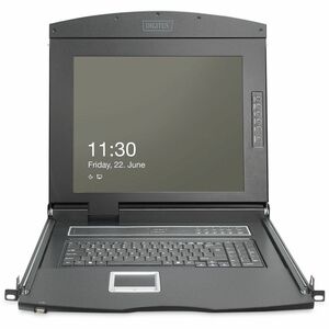 Digitus LCD Rack Console KVM Switch - Jet Black - 48.3 cm (19") LCD - HD - 1920 x 1080 - 1 x USB - 1 x VGA - Keyboard - To