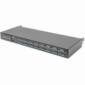 Digitus LCD Rack Console KVM Switch - Jet Black - 48.3 cm (19") LCD - HD - 1920 x 1080 - 1 x USB - 16 x VGA - Keyboard - T