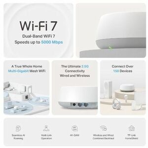 Routeur sans fil TP-Link Deco BE25 - Wi-Fi 7 - IEEE 802.11 a/b/g/n/ac/ax/be - Ethernet - Bi bande - 2,40 GHz Bande ISM - 5
