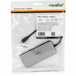 Rocstor Type-C to HDMI/USB-A 10GX2/Type-C 10G data/SD/TF/PD Charging with DP1.4 Alt mode - for Monitor, Desktop PC, Notebo
