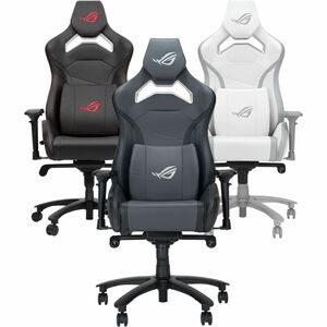 ROG Chariot X gaming chair in racing-car style with Aura RGB lighting featuring an adjustable high-density foam headrest m