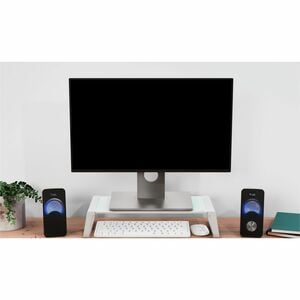 Trust Monta Monitor Stand - 10 kg Load Capacity - Desk, Freestanding - Tempered Glass - White, Transparent - For Monitor, 