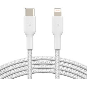 Belkin MFi Certified Braided Lightning to USB-C Charge and Sync Cable, 6.6 Feet / 2 Meters, White