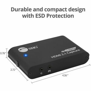 SIIG 4K120Hz HDMI 2.1 Capture Device for Gaming and Streaming - 4K60Hz Capture - 4K 120Hz/144Hz Loopout - USB-C 10Gbps - T