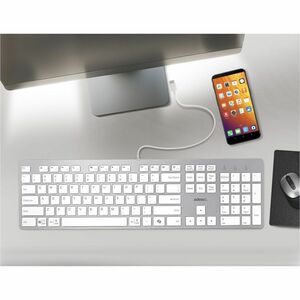 Adesso EasyTouch AKB-730UW Keyboard - Full-size - Cable Connectivity - USB Type C Interface - English (UK) - White - Sciss