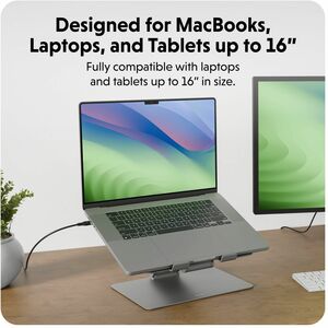 Hyper HyperSpace Ergonomic Adjustable Laptop Stand - Up to 16" Screen Support - 22" Height x 10.60" Width x 8.30" Depth - 