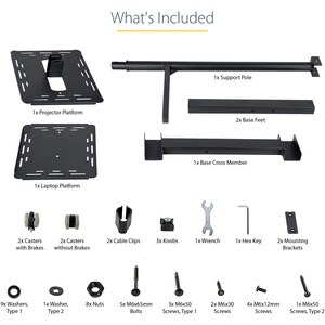 StarTech.com Projector Trolley - 2 Shelf - 20 kg Capacity - 4 Casters - Steel - 502.9 mm Length x 454.7 mm Width x 1463 mm