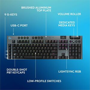 Logitech G915 X LIGHTSPEED Low-Profile Wireless Gaming Keyboard, Double-Shot PBT Keycaps, Fully Programmable Keys, RGB Bac