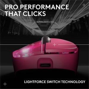 Logitech G PRO X SUPERLIGHT 2 DEX LIGHTSPEED Wireless Gaming Mouse, 60g Pro-Grade Lightweight Mouse With 5 Programmable Bu