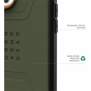 Urban Armor Gear Civilian Carrying Case Apple iPhone 16 Pro Max Smartphone - Olive Drab - Drop Resistant, Shock Absorbing,