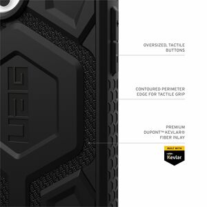 Urban Armor Gear Monarch Pro Case for Apple iPhone 16 Pro Max Smartphone - Hexagonal Pattern - Kevlar Black - Drop Resista