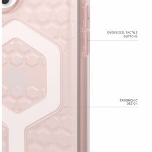 Urban Armor Gear Essential Armor Case for Apple iPhone 16 Pro Smartphone - Hexagonal Pattern - Rose - Shock Absorbing, Dro