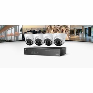 TP-Link VIGI 4MP Full-Color Turret IPC & 4 Channel PoE+ NVR KIT - 2 TB HDD - Camera, Network Video Recorder - 4 Camera(s) 