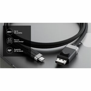 Alogic Fusion 1 m DisplayPort/USB-C AV-Kabel - Cable for Audio-/Video-Gerät, Monitor, Projektor, TV, Notebook, Tablet, Tel
