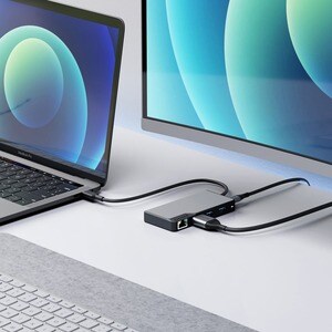 Alogic Fusion ALPHA USB-Typ C Docking Station - Grau - 4K - 3840 x 2160 - 3 x USB-Anschlüsse - 2 x USB 3.0 - USB Typ-A - U