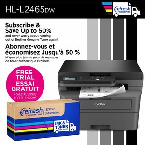 Brother HL-L2465DW Wired & Wireless Laser Multifunction Printer - Monochrome - Copier/Printer/Scanner - 30 ppm Mono Print 