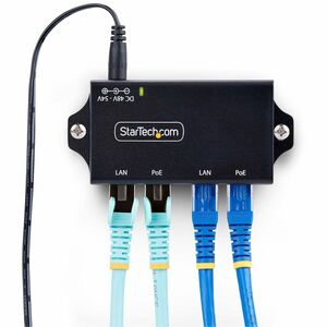 StarTech.com PoE+ Injector - 120 V AC, 230 V AC Input - 52 V DC, 580 mA Output - RJ-45 Input Port(s) - PoE+ Output Port(s)
