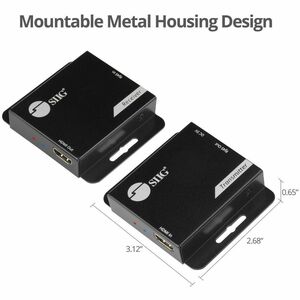 SIIG HDMI Over Cat6 Extender - 60m - 1080p - PoC - Metal Housing - HDMI Over Cat6 Extender - Extends HDMI audio/video sign