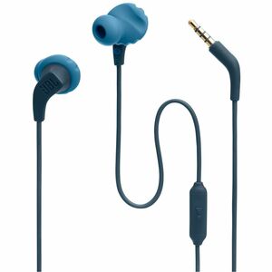 JBL Endurance Run 2 Wired Earbud, Behind-the-ear Stereo Earset - Blue - Siri, Google Assistant - Binaural - In-ear - 20 Hz