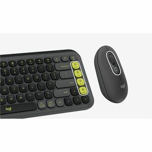 Logitech POP Icon Combo Keyboard & Mouse - Wireless Bluetooth Keyboard - Spanish - Graphite, Green - Wireless Bluetooth Mo