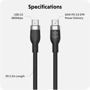 Câble pour transfert de données Hyper HyperJuice HJ4011BKGL - 1,50 m USB-C - Cable for Périphérique USB, MacBook, PC, Ordi