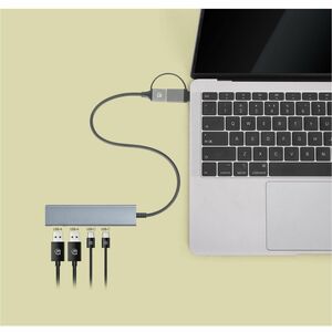 Manhattan Concentrador USB - USB Tipo A, USB Tipo C - 640MB/s - Portátil, De Escritorio, Smartphone, Mouse, Teclado, Unida