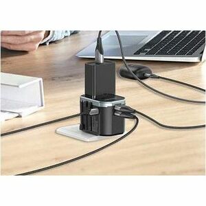 Vention FJC 1.84 kW AC Adapter - Box - Universal Adapter - 1 USB - 2 USB Type-C - 120 V AC, 230 V AC Input - 5 V DC, 9 V D