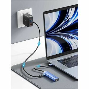 Vention TGE USB Type C Docking Station for Flash Drive - Charging Capability - Blue - Portable - 4K, 4K @30Hz, HD - 3840 x