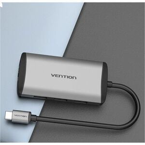 Vention CNCHB USB Type C Docking Station for Flash Drive, TV - Charging Capability - Grey - Portable - 4K, HD - 3840 x 216
