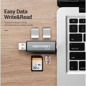 Vention CCJH0 2 Slot(s) Flash Drive/Flash Card Reader - USB 2.0, Micro USB, USB Type C - 1 / Pack - 256 GB Flash Drive - 6