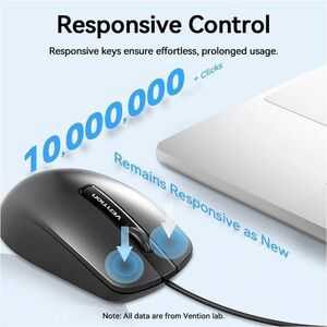 Vention KTA Mouse - USB Type A - 3 Button(s) - Black Box - Cable - 10 m - Rechargeable - 1200 dpi - Symmetrical