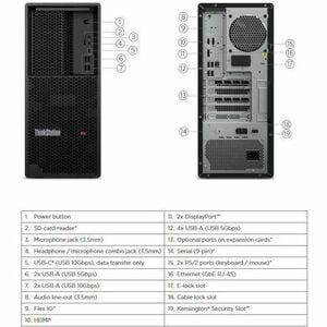 Lenovo ThinkStation P3 30H0009YMZ Workstation - 1 x Intel Core i5 14. Gen. i5-14600 - vPro-Technologie - 16 GB - 512 GB SS