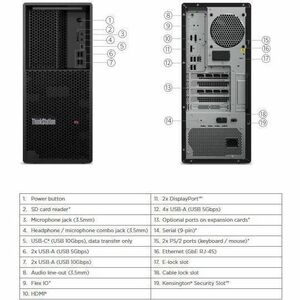 Lenovo ThinkStation P3 30H0009UMZ Workstation - 1 x Intel Core i7 14. Gen. i7-14700 - vPro-Technologie - 32 GB - 1 TB SSD 